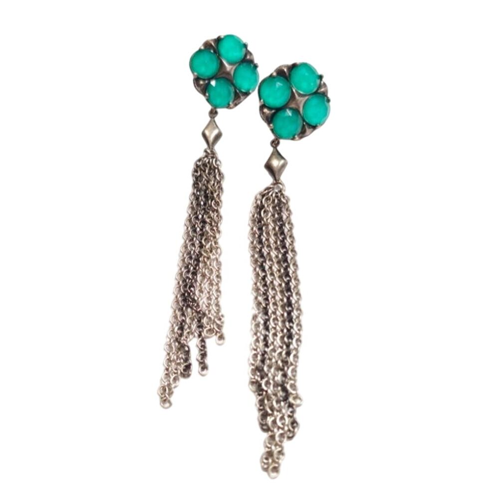 Tacori Sterling Silver 18K Gold Green Chalcedony Quartz City Lights Drop Earring